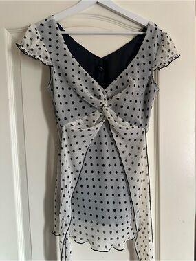 CHAPTER ONE Polka Dot Tie-Front Blouse